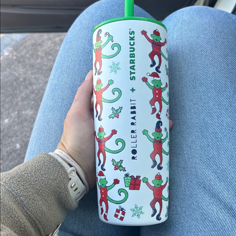 STARBUCKS x Roller Rabbit 2025 Christmas Tumbler 24oz Cup w Lid & Straw NEW